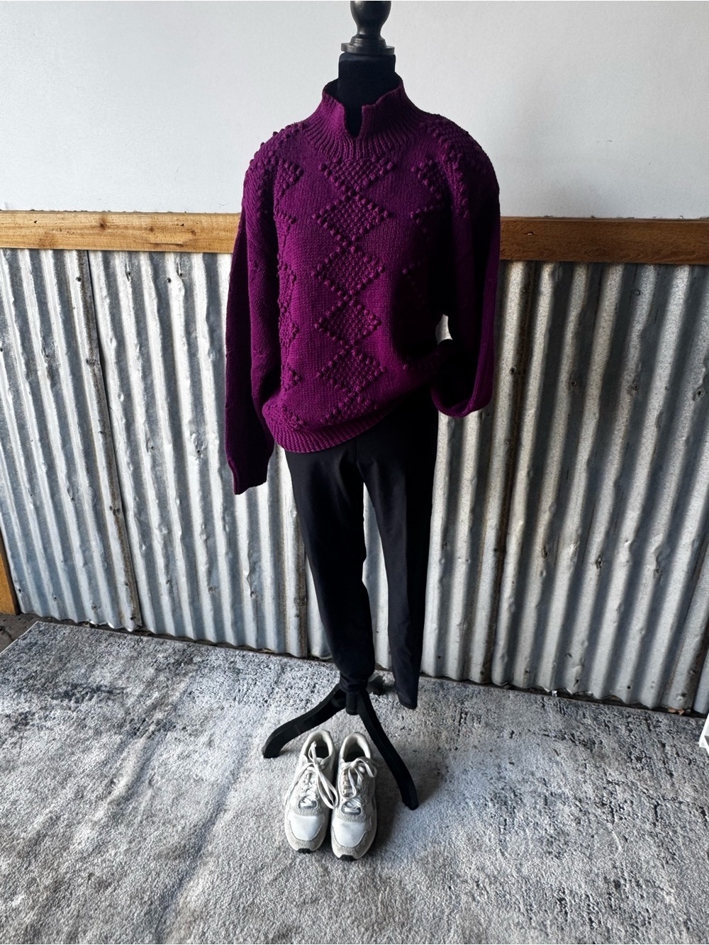 Vintage Mock Neck Sweater - Deep Plum
